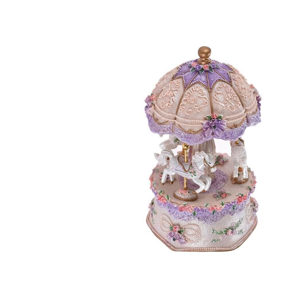 7386 Musical Boxes, Luminous Rotating Music Box Carousel Horses Music Box